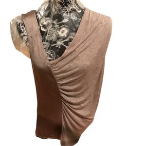 Bordeaux XL Heathered light Tan tank sleeveless V-neck two toned  shirred tank
